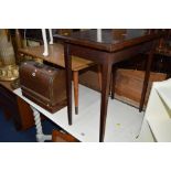 A SINGER SEWING MACHINE, oak coffee table, mahogany oak table, standard lamp with shade, etc (5)