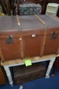 A TRAVELLING TRUNK, and a tin trunk (2)
