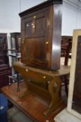 AN OLD CHARM OAK DROP LEAF OCCASIONAL TABLE, and an oak hanging corner cupboard (sd) (2)