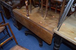 A VICTORIAN MAHOGANY PEDESTAL PEMBROKE TABLE, with two drawers (sd)