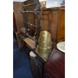 A MAHOGANY AND CAST IRON TREADLE SEWING MACHINE, a Victorian towel rail, an oak barley twist