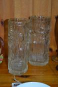 A PAIR OF 1970'S RAVENSHEAD BARK EFFECT VASES, in the style of Whitefriars (2)