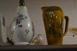 A POOLE POTTERY TABLE LAMP, impressed backstamp and 673A to base, approximate height 25cm (not