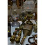 A PAIR OF G.W.R. BRASS CARRIAGE LAMPS, complete with shades, reservoir, vent cap and bracket copper,