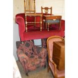AN EDWARDIAN DROP END SOFA, and two armchairs (3)