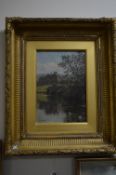 INITIALLED T.C.F. (19TH CENTURY, BRITISH), View of a Country House from the lake, oil on canvas,