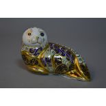 A LIMITED EDITION ROYAL CROWN DERBY PAPERWEIGHT, 'Harbour Seal' 3465/4500