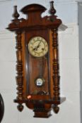 A VIENNA MAHOGANY WALL CLOCK (winding key)