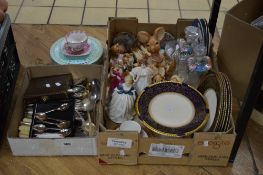 TWO BOXES AND LOOSE CUTLERY, CERAMICS, GLASSWARE, etc, to include Royal Doulton 'Alison' HN2336, '