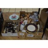 TWO BOXES AND LOOSE CUTLERY, CERAMICS, GLASSWARE, etc, to include Royal Doulton 'Alison' HN2336, '