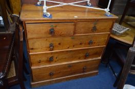 AN EARLY 20TH CENTURY PINE CHEST, of two short and three long drawers