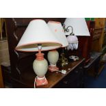 A MODERN DOUBLE BRANCH TABLE LAMP, and three other table lamps (5)