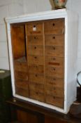 A PART PAINTED MULTI DRAWER, small cupboard with twenty drawers