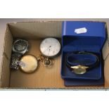 A ROLLED GOLD FULL HUNTER, stopwatch, Rotary wristwatch and a Scura wristwatch (4)