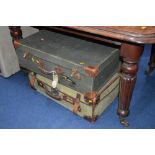 A VINTAGE TRAVELLING TRUNK, and two vintage suitcases (3)