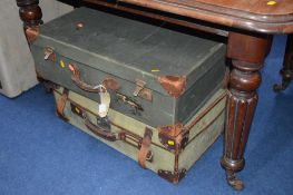 A VINTAGE TRAVELLING TRUNK, and two vintage suitcases (3)