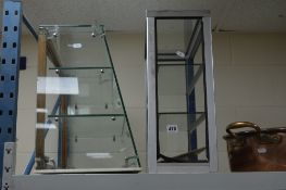 TWO TABLE TOP GLASS DISPLAY CASES FITTED WITH SHELVES (2)