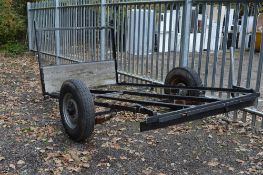 AN OPEN TRAILER FRAME, 9ft long x 5ft wide with leaf suspension and towing hitch