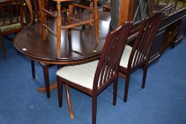 A MAHOGANY EXTENDING DINING TABLE, and four chairs (5)