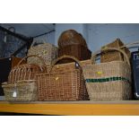 FOURTEEN VARIOUS WICKER BASKETS, and hampers