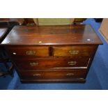 A STAINED WALNUT CHEST, of two short and two long drawers