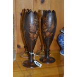 TWO PAIRS FERNWARE VASES, approximate heights 23cm (some damage to tops)