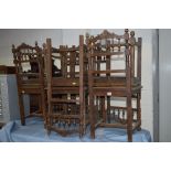 A SET OF TEN OAK FRENCH DINING CHAIRS, with rattan seats (sd)