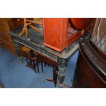 A STAINED VICTORIAN PINE KITCHEN TABLE, with one frieze drawer