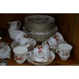 A ROYAL ALBERT CHINA GARDEN NEW ROMANCE PATTERN PART DINNER SERVICE, five cups, five saucers, eleven