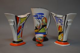 MARIE GRAVES, hand painted Art Deco style pottery, to include limited edition 'Snazzy' Deco style