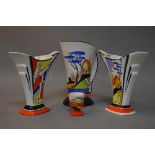 MARIE GRAVES, hand painted Art Deco style pottery, to include limited edition 'Snazzy' Deco style