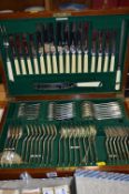 A CANTEEN OF CUTLERY, rat tail pattern, the box with plaque 'Parkhouse & Wyatt Jewellers