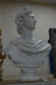 A PLASTER BUST OF A CLASSICAL MALE