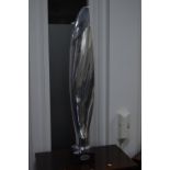 A CHROMED PROPELLOR BLADE MOUNTED ON A SLATE BASE, bears oval plaque 'Aviation Transformation',