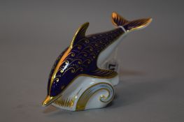 A ROYAL CROWN DERBY PAPERWEIGHT, Dolphin
