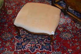 A MODERN VICTORIAN STYLE FOOTSTOOL, with beige upholstery