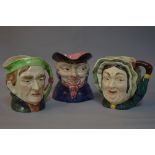 THREE LARGE CHARACTER JUGS, to include Shorter 'The Coachman' and Beswick Sairey Gamp No.371 and