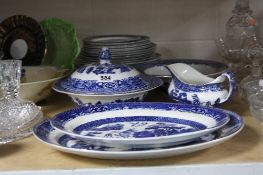 'OLD WILLOW' BLUE AND WHITE PART DINNER WARES (22)