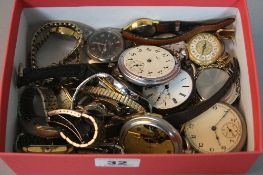 A BOX OF VARIOUS WATCHES