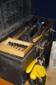 A TOOLBOX CONTAINING CARPENTRY TOOLS, and two Stanley saws (3)