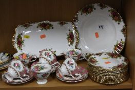 A ROYAL ALBERT 'OLD COUNTRY ROSES' PLATES (14) and six 'Lady Carlyle' coffee cups and saucers (12)