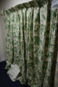 TWO CURTAINS WITH ELEPHANTS AND LIONS THROUGHOUT, approximate size 186cm x height 216cm