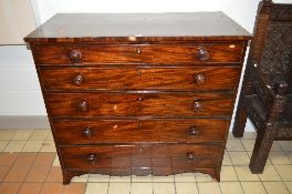 A VICTORIAN MAHOGANY AND INLAID SECRETAIRE CHEST, with fitted interior and fall front drawer above