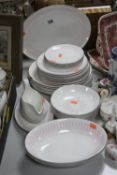 A ROYAL DOULTON PINK RADIANCE H4939 PATTERN DINNER SERVICE, comprising sauce boat and stand, six
