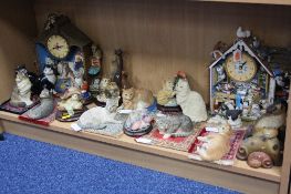 VARIOUS CAT ORNAMENTS, to include two Danbury Mint clocks by Gary Patterson, 'Feline Feast' and '