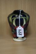 A SMALL MOORCROFT POTTERY VASE, 'Cherries' design from Mediterrean Series 2009, impressed and