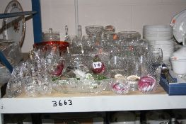 VARIOUS CUT/COLOURED GLASSWARES, to include Tutbury crystal, Caithness paperweights, bird figure