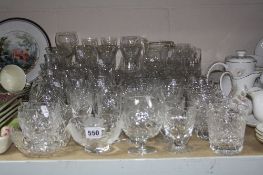 A QUANTITY OF DRINKING GLASSES, BOWLS, JUGS, ETC, includes Waterford
