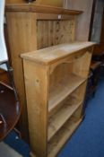 TWO OPEN PINE BOOKCASES