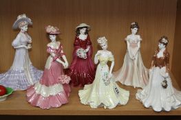 SIX COALPORT FIGURINES, to include Ltd edition 'Enchanted Lily' 90/1000, 'Lady Charlotte' No1377/